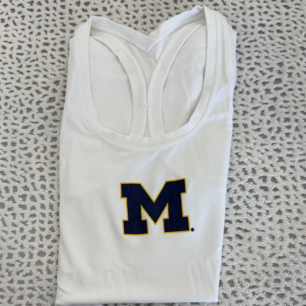 Lululemon White Racerback Tank with M Logo